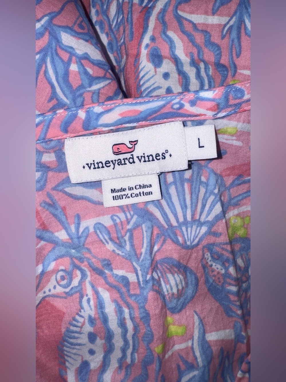 Vineyard Vines Seahorse & Seashell Print Cotton Dress – Size Large - Picture 6 of 6